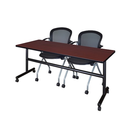 Kobe Rectangle Tables > Nesting Tables > Kobe Flip Top Table & Chair Sets, 72 W, 24 L, 29 H, Mahogany MKFT7224MH23BK